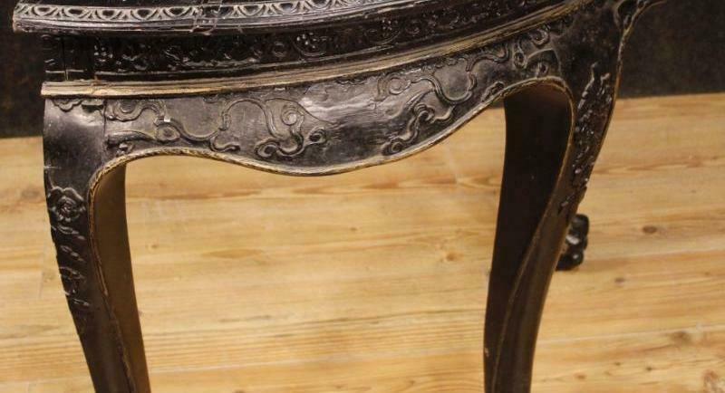 China 19th century console half moon black wood.