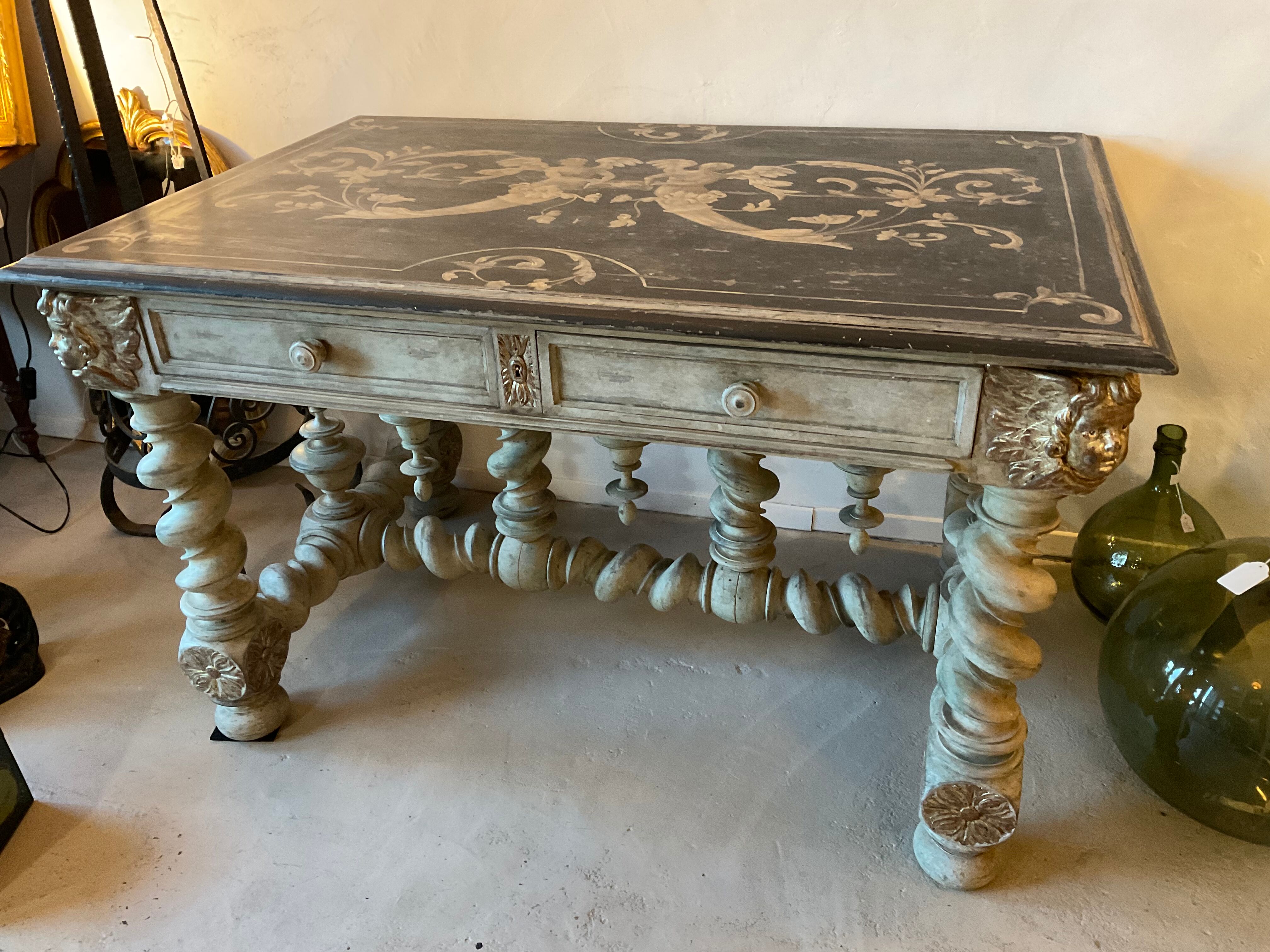 Table / office with 2 drawers. louis xiii style