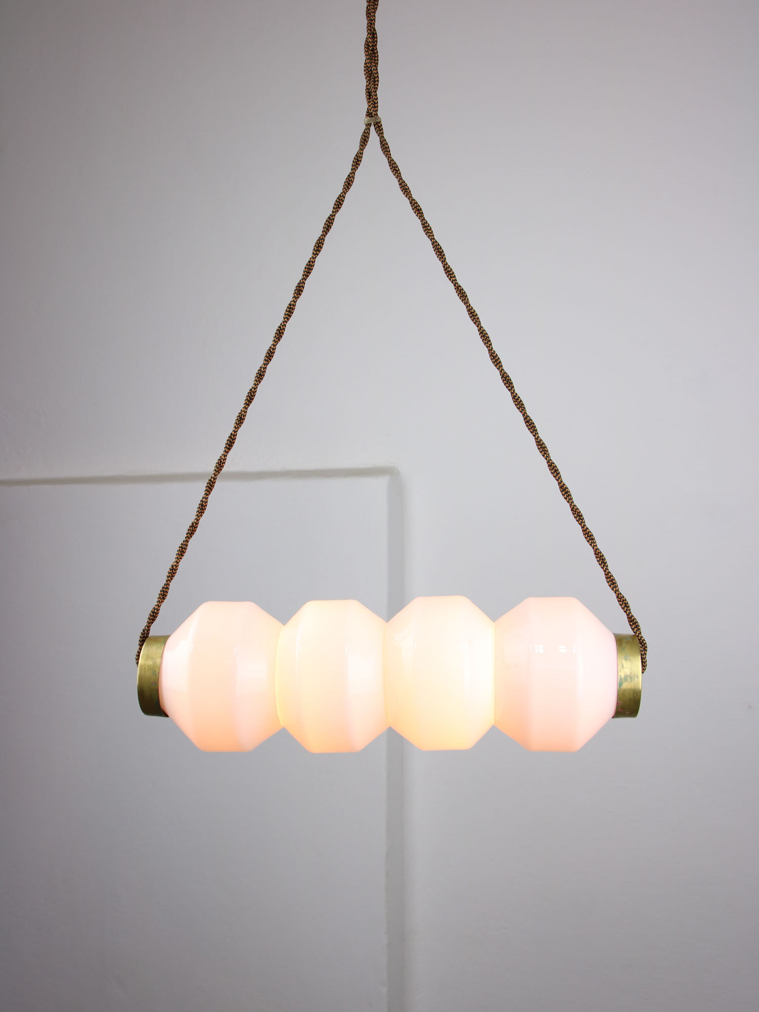 Mid-century opaline & brass pendant lamp