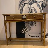 Console rotin vintage