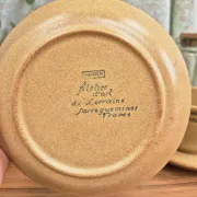 Two vintage Sarreguemines stoneware breakfast cups.