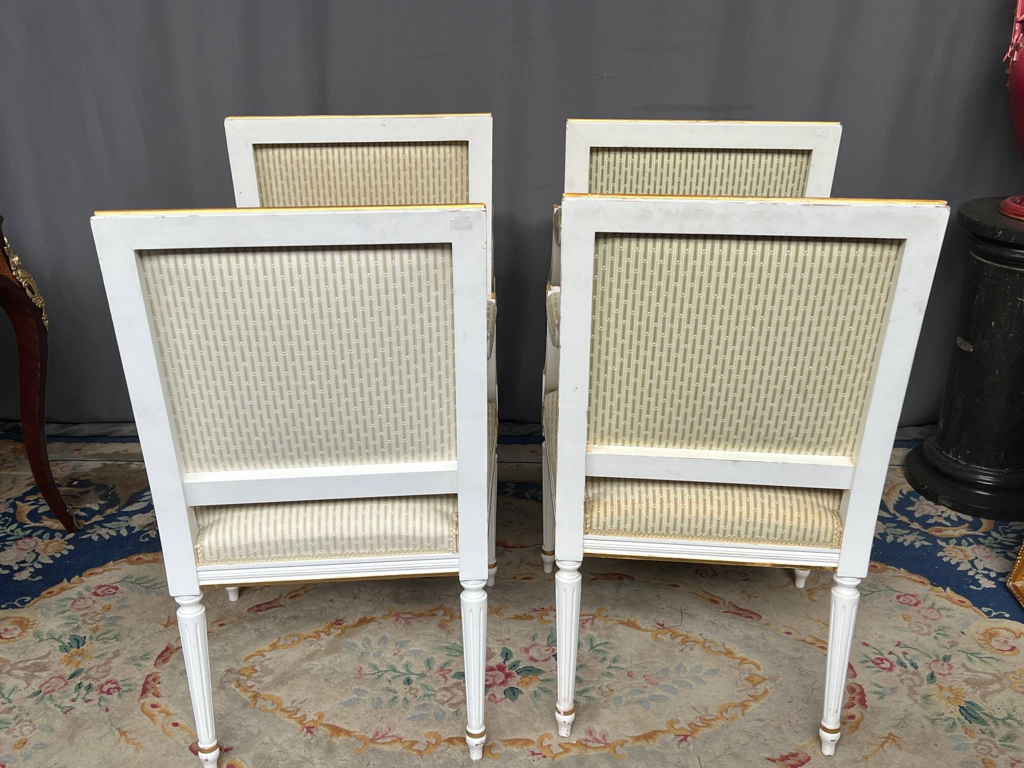 Set of four classic Louis XVI armchairs. Solid wood.