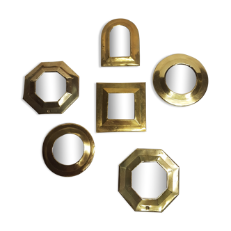 Ensemble de 6 petits miroirs marocains en laiton