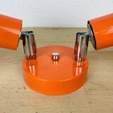 Double adjustable orange spotlight wall lamp from the 70s