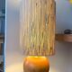 Solid wood lamp with handmade lampshade, 1970