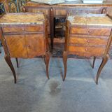 Pair of Louis XV Style Bedside Tables in Rosewood Marquetry