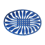 Ancien dessous de plat en fonte émaillée bleu français