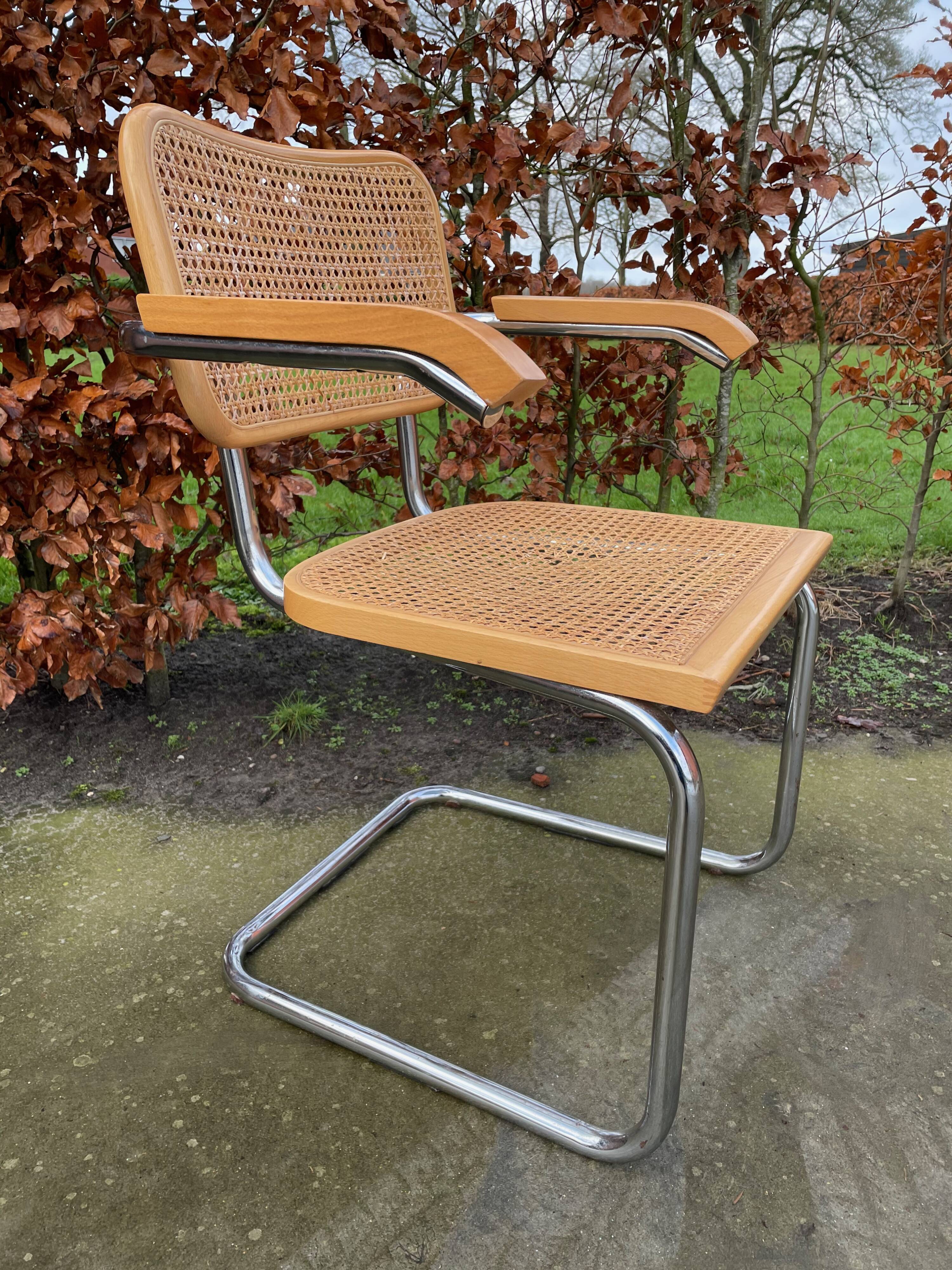 Lot of 4 chairs model Cesca by Marcel Breuer with armrests