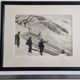 Vintage silver print of an alpine glacier and mountaineers, framed, 53x43 cm