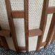 Graphic Scandinavian pendant light in wood and fabric from the 60s and 70s