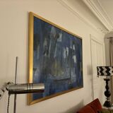 Abstract oil painting in blue tones