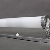 Czechoslovak Bauhaus Art Deco chrome tubular wall light with milk glass