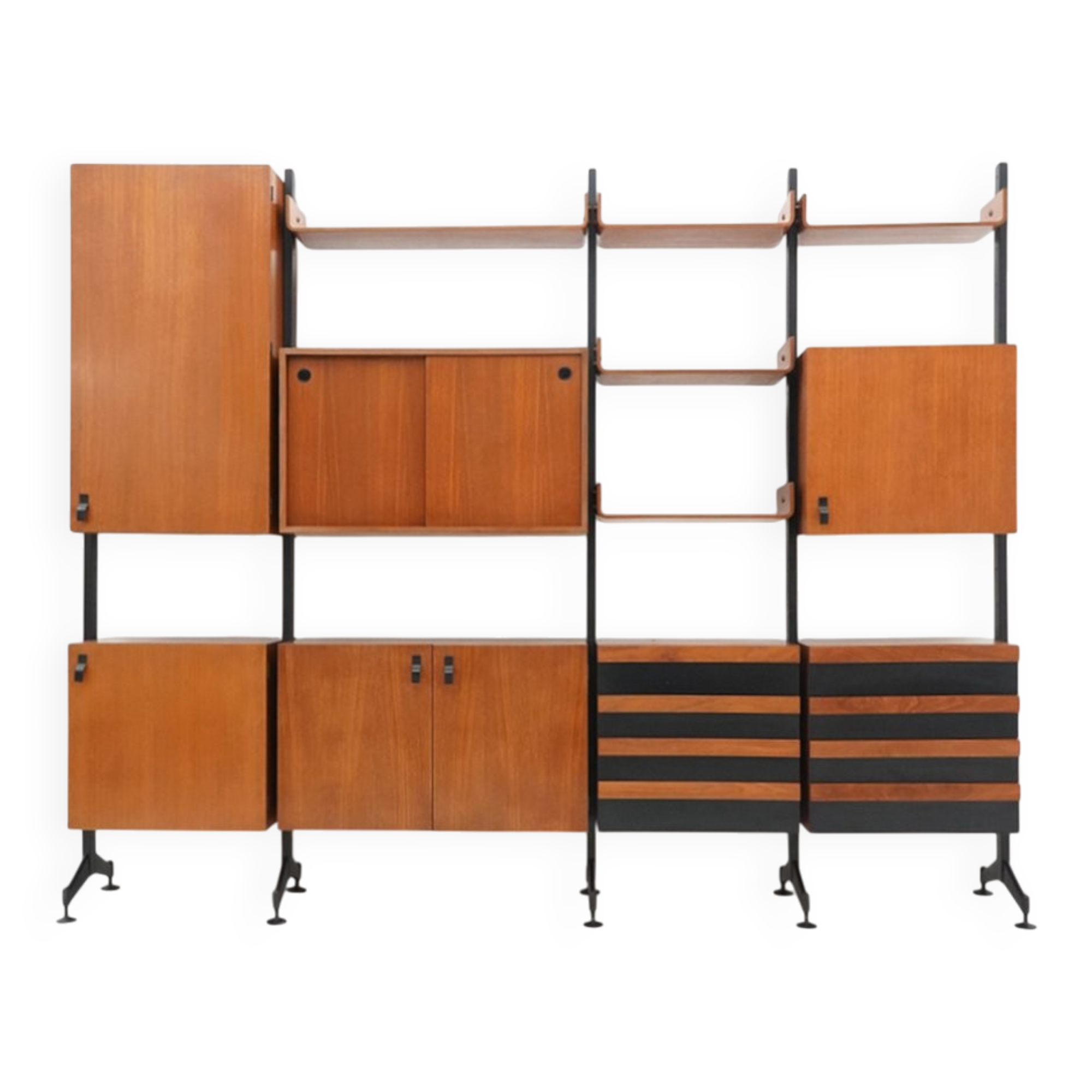 Teak bookshelf with four compartments, 1960s