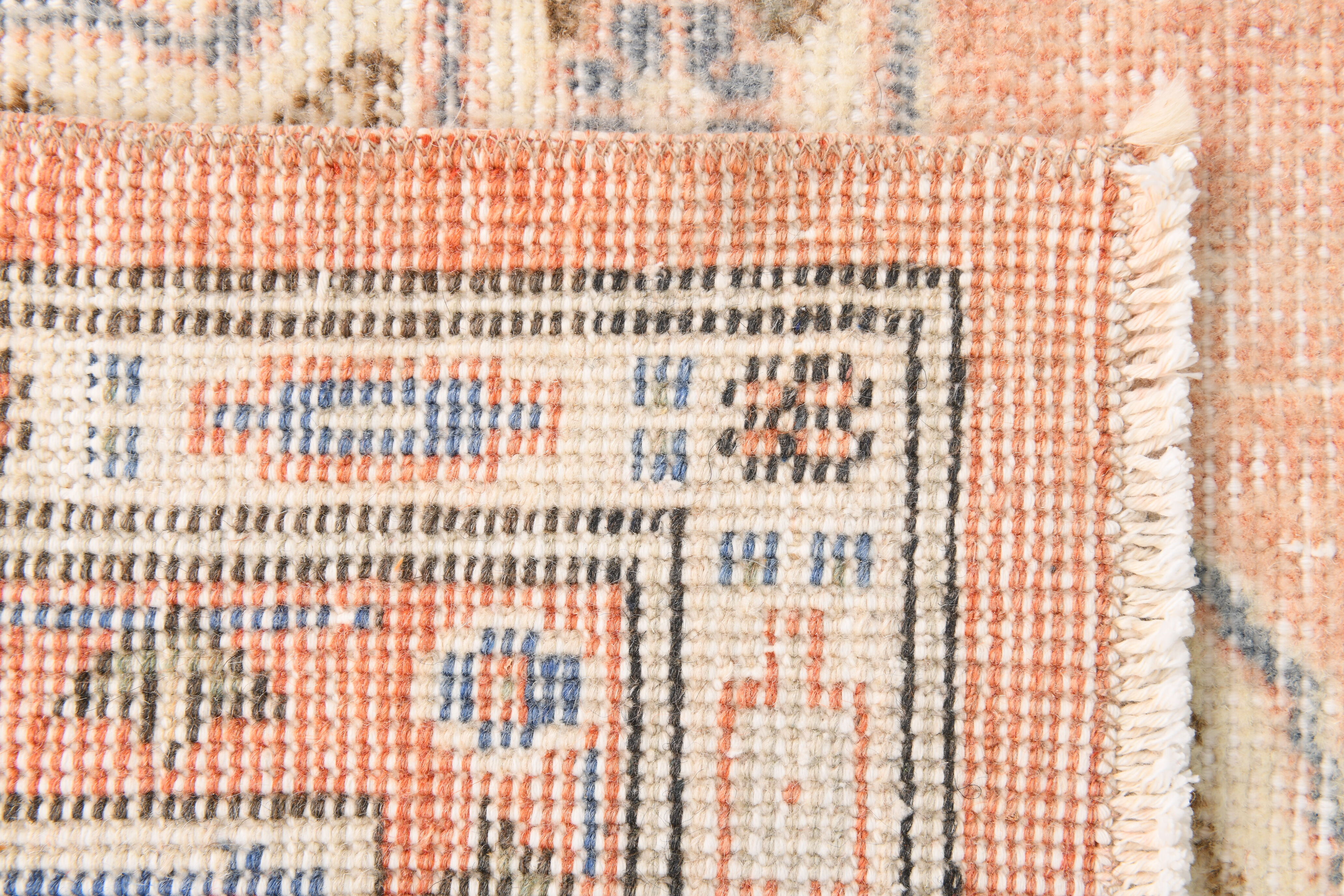 8x12 Classic Pattern Peach & Blue Vintage Rug, 258x357Cm