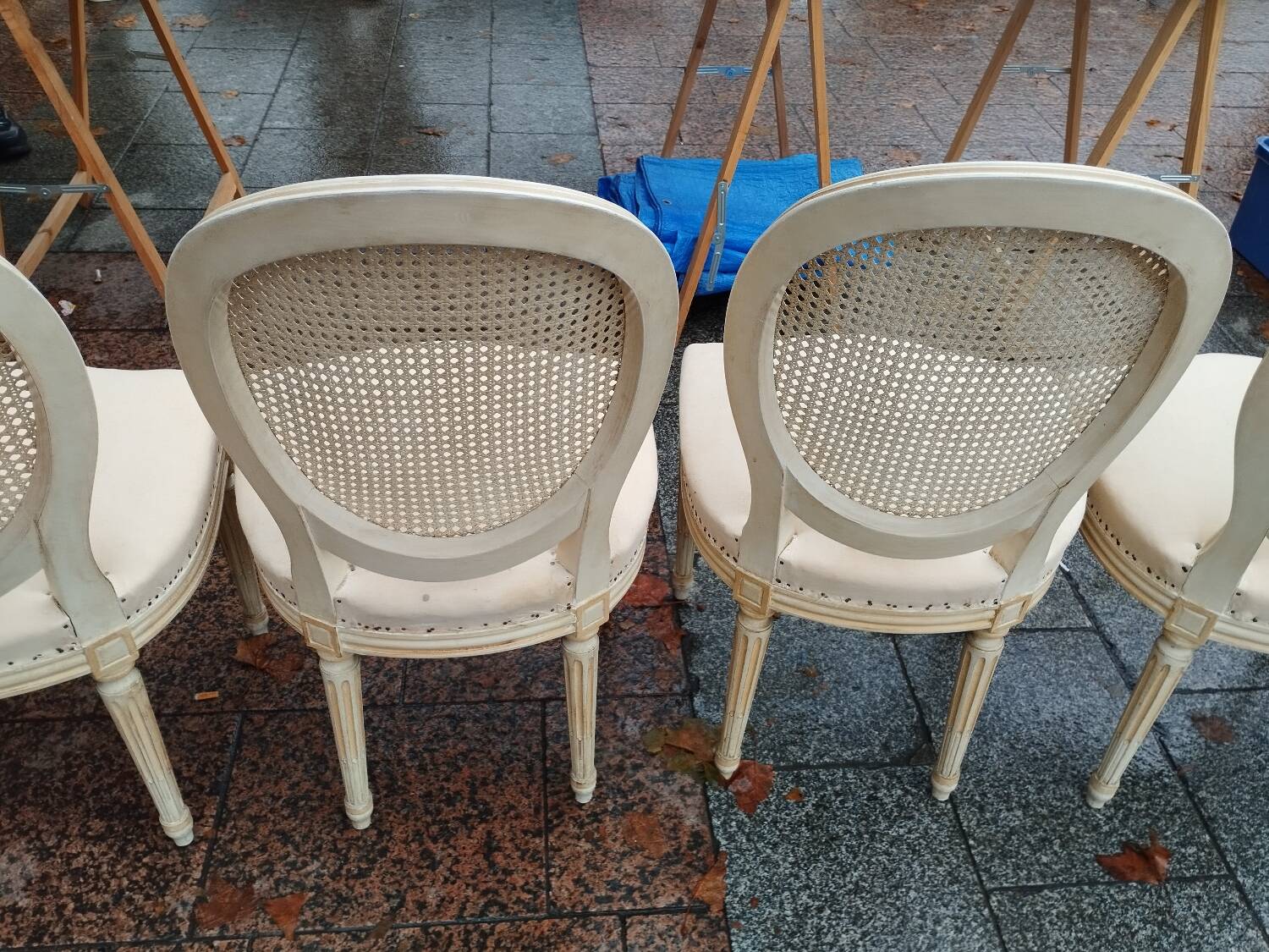 Beautiful set of six antique Louis XVI style chairs