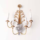Monumental Bagues style crystal and gilt central sconce by Banci Firenze
