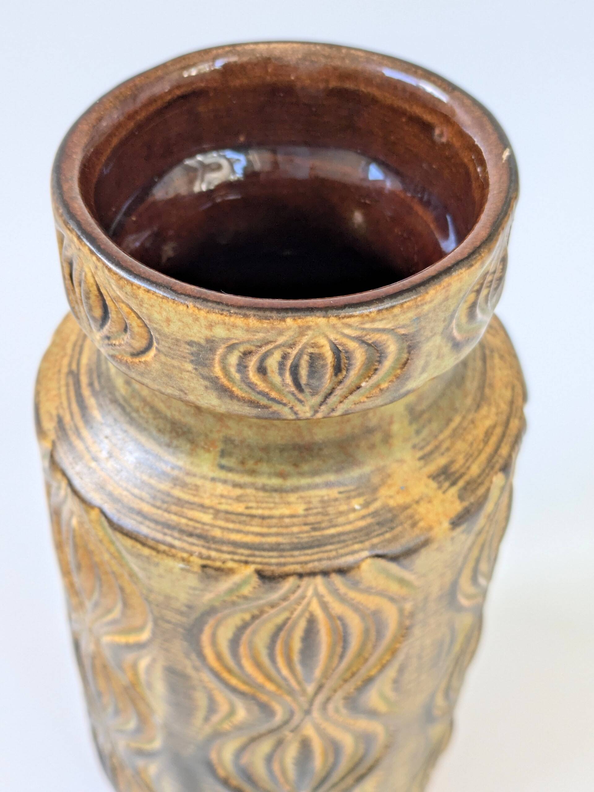 Vintage Scheurich vase from the 60s, yellow and brown Amsterdam decor