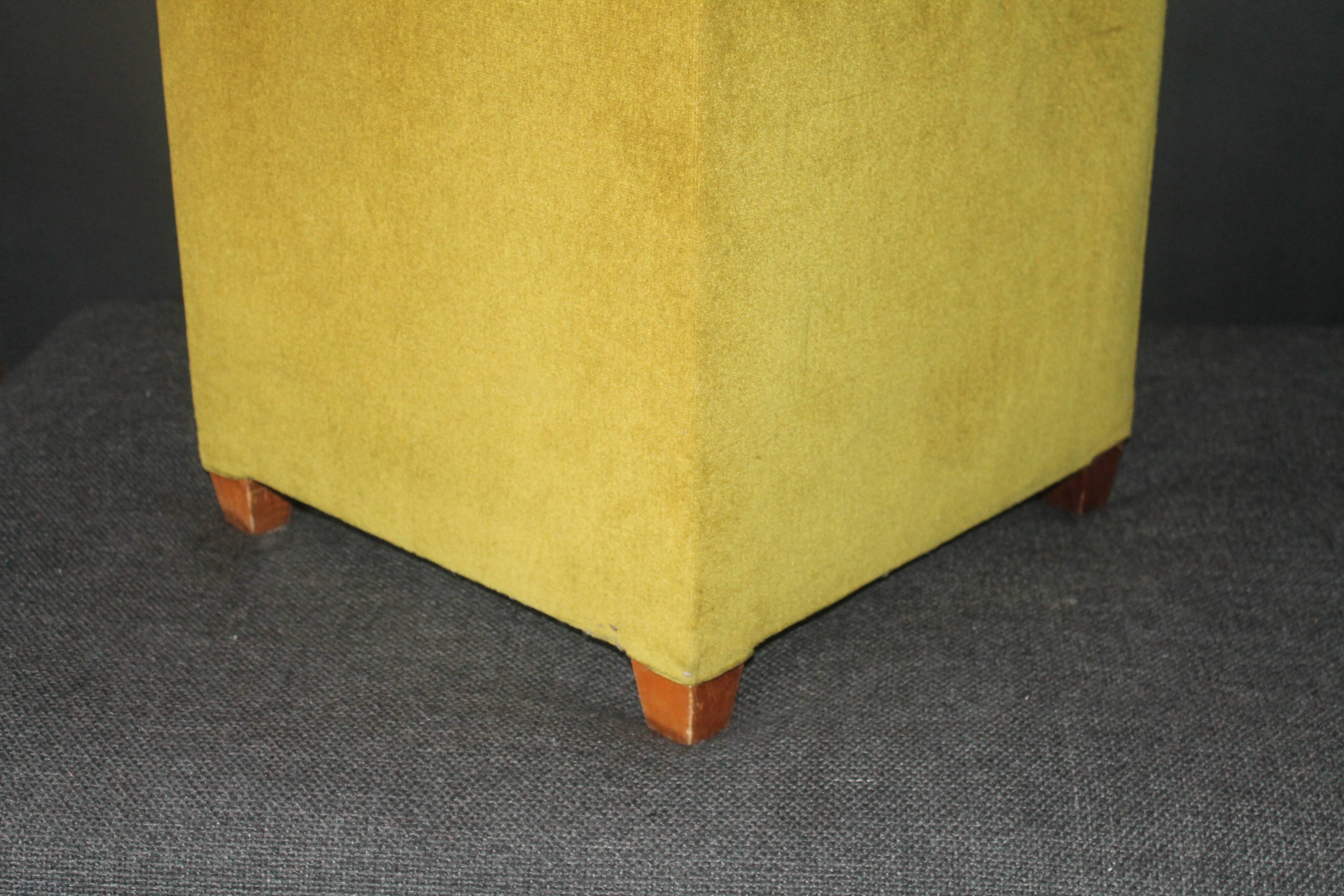Pouf en velours vert vintage des années 60