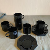Set of 6 Arcoroc cups and saucers, 1980