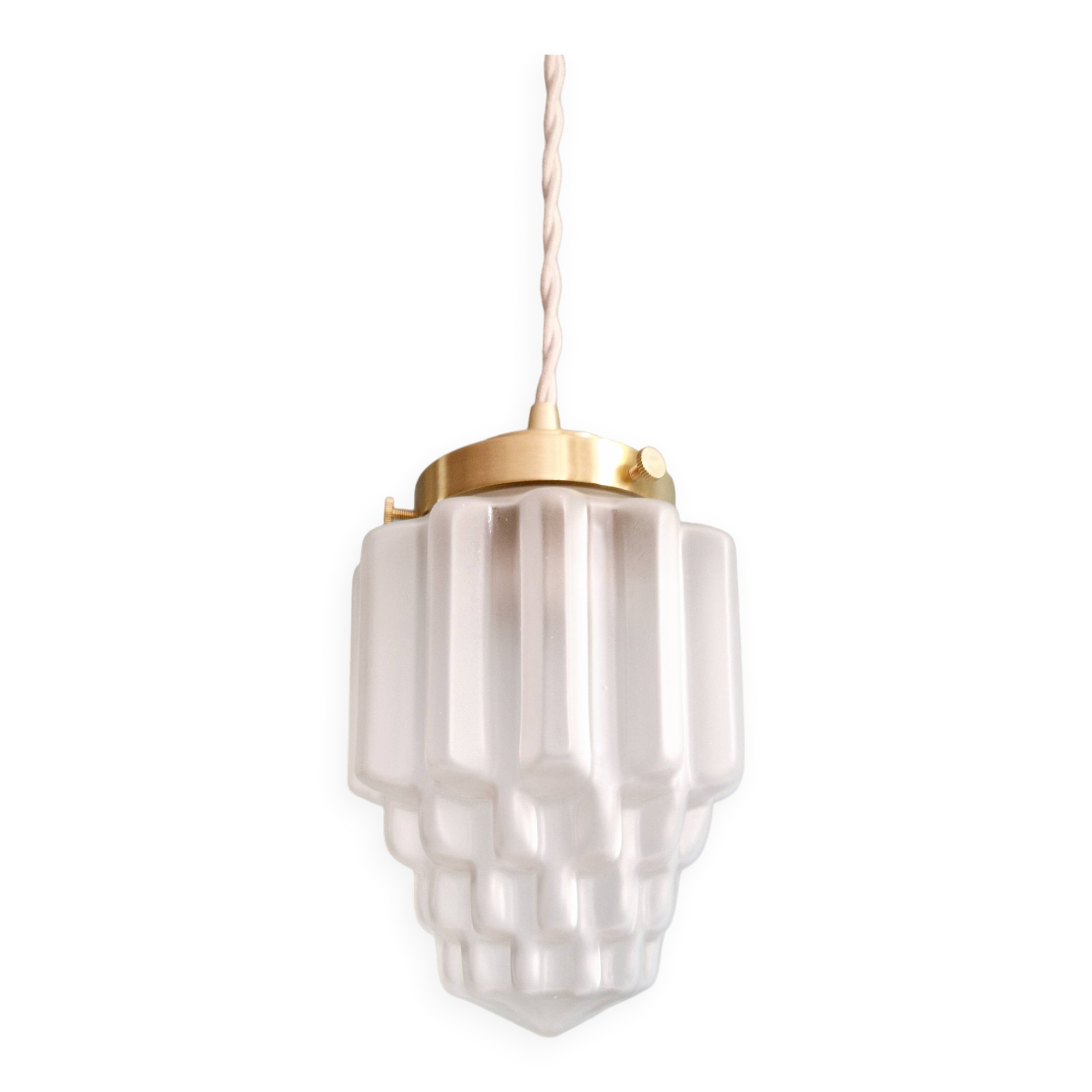 Art Deco satin glass pendant light, Skyscraper type (6 available)