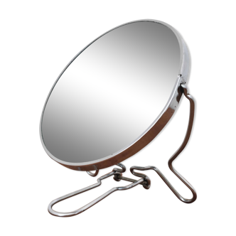 Miroir rond barbier décor asiatique  1950 26x16cm