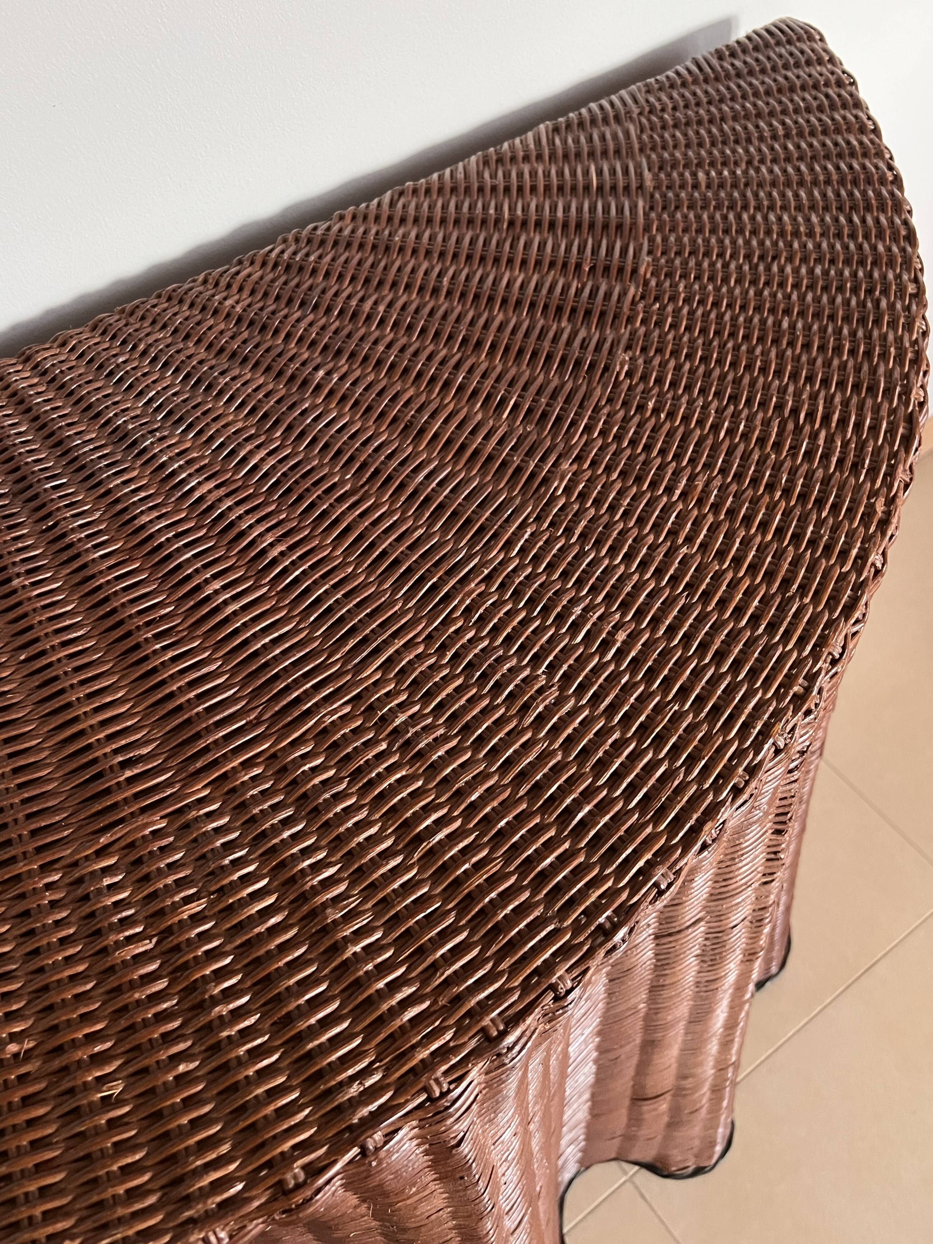 Vintage Console Wicker Trompe-l’Œil  Skirted Ghost Table