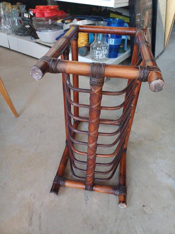 Vintage bamboo wicker magazine rack