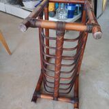 Vintage bamboo wicker magazine rack
