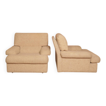 Danish Set of Armchairs Soft Cuschion Comfortable Wool Upholstery