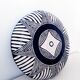 Traditional African tribal shield Bamileke round, wooden, black white wall decoration