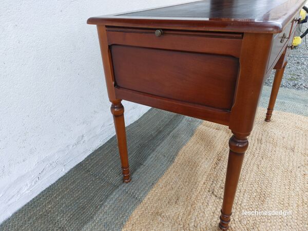 Bureau plateau en cuir noir et rallonges