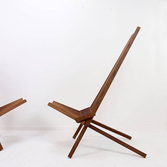 Paire de chaises pliantes en teck - intérieur extérieur
