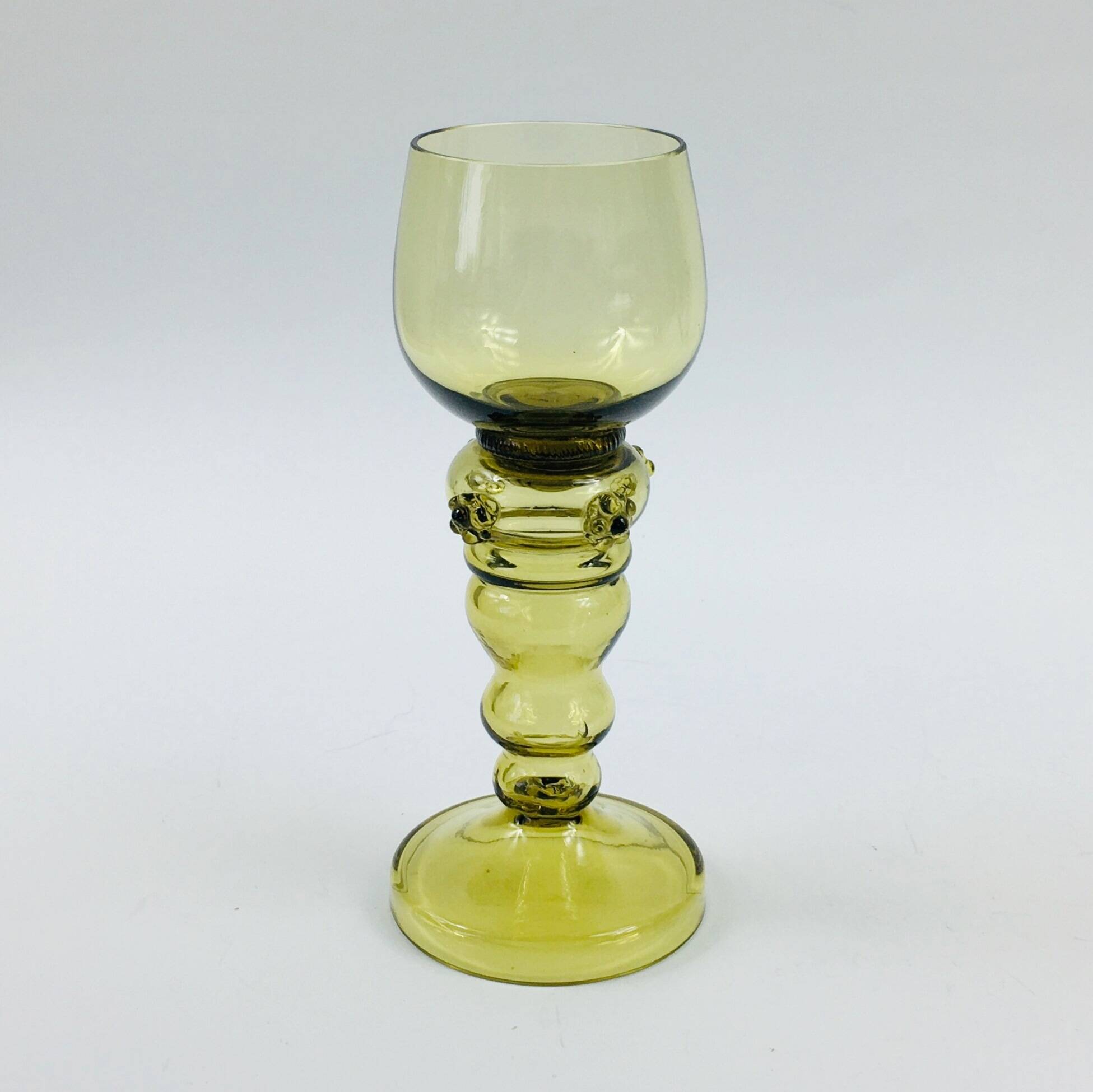 Pair of Antique Hand Blown Glass Wine Glasses from Roemer, Germany, 1880-1900s