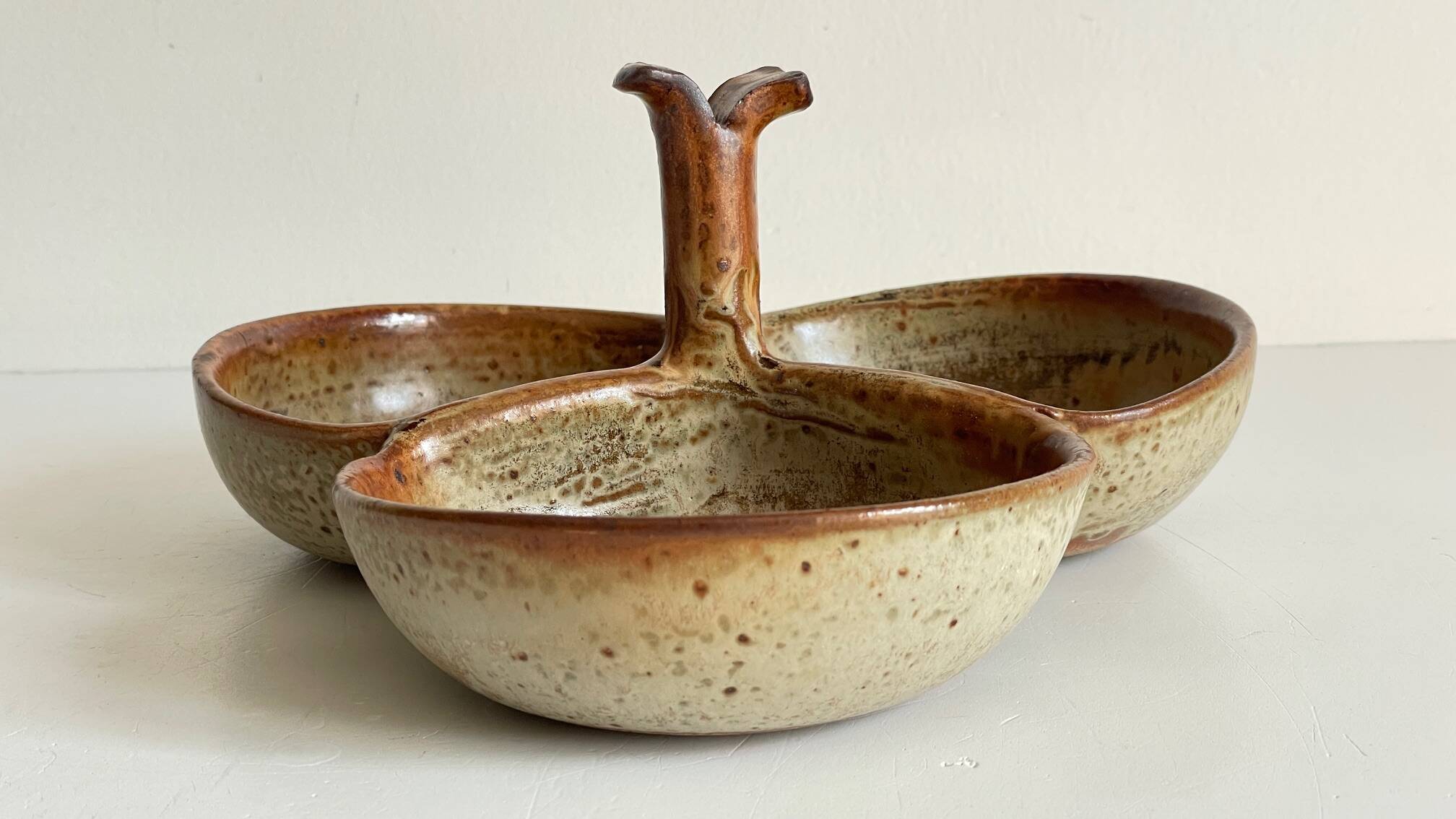 Vintage glazed stoneware appetizer dish