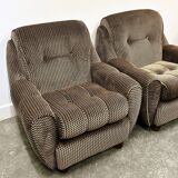 Pair of Italian lounge chairs, original upholstery. Italy, 1970s.