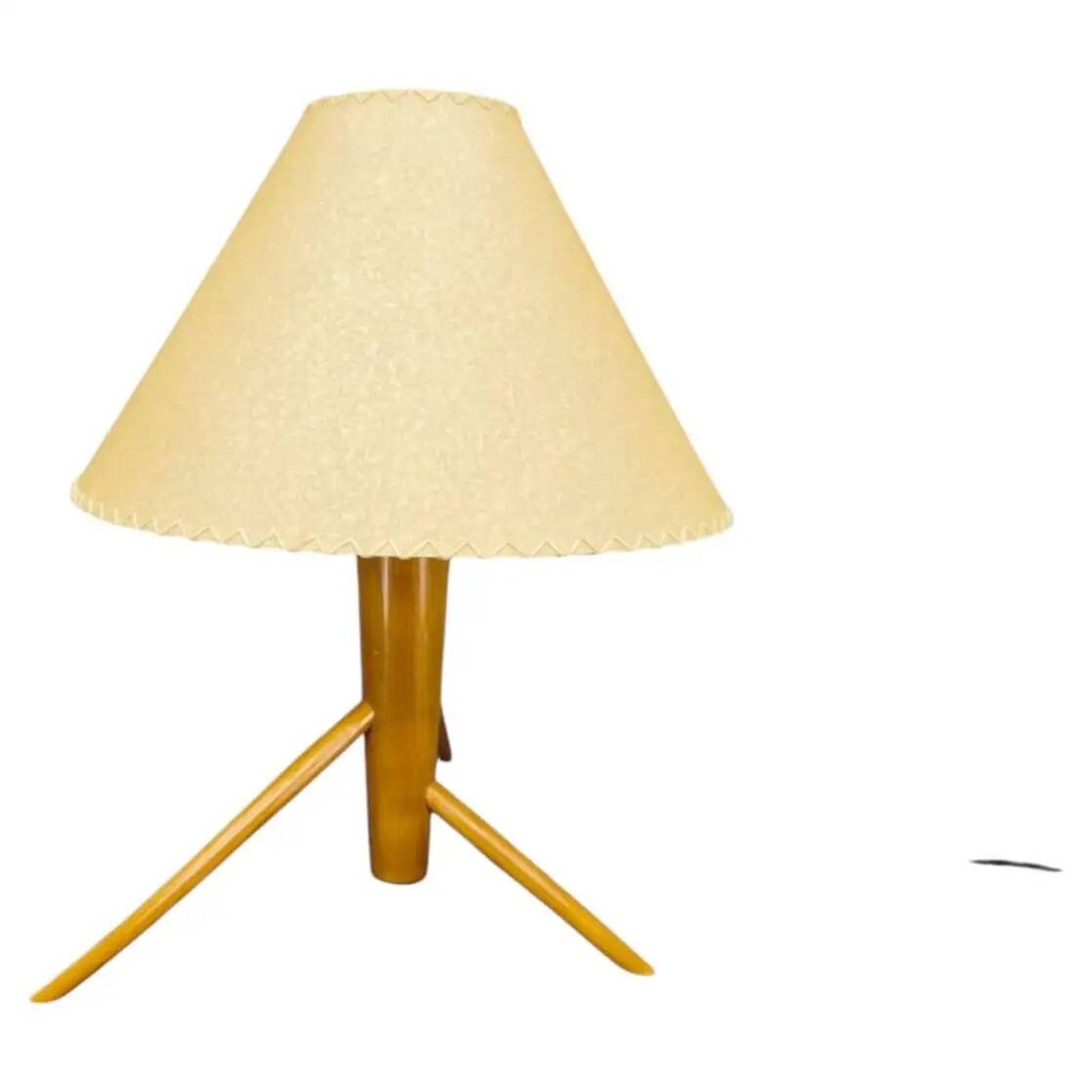 Lampe de table en érable des années 60, base trépied style ULUV.