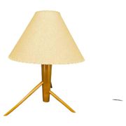 Lampe de table en érable des années 60, base trépied style ULUV.