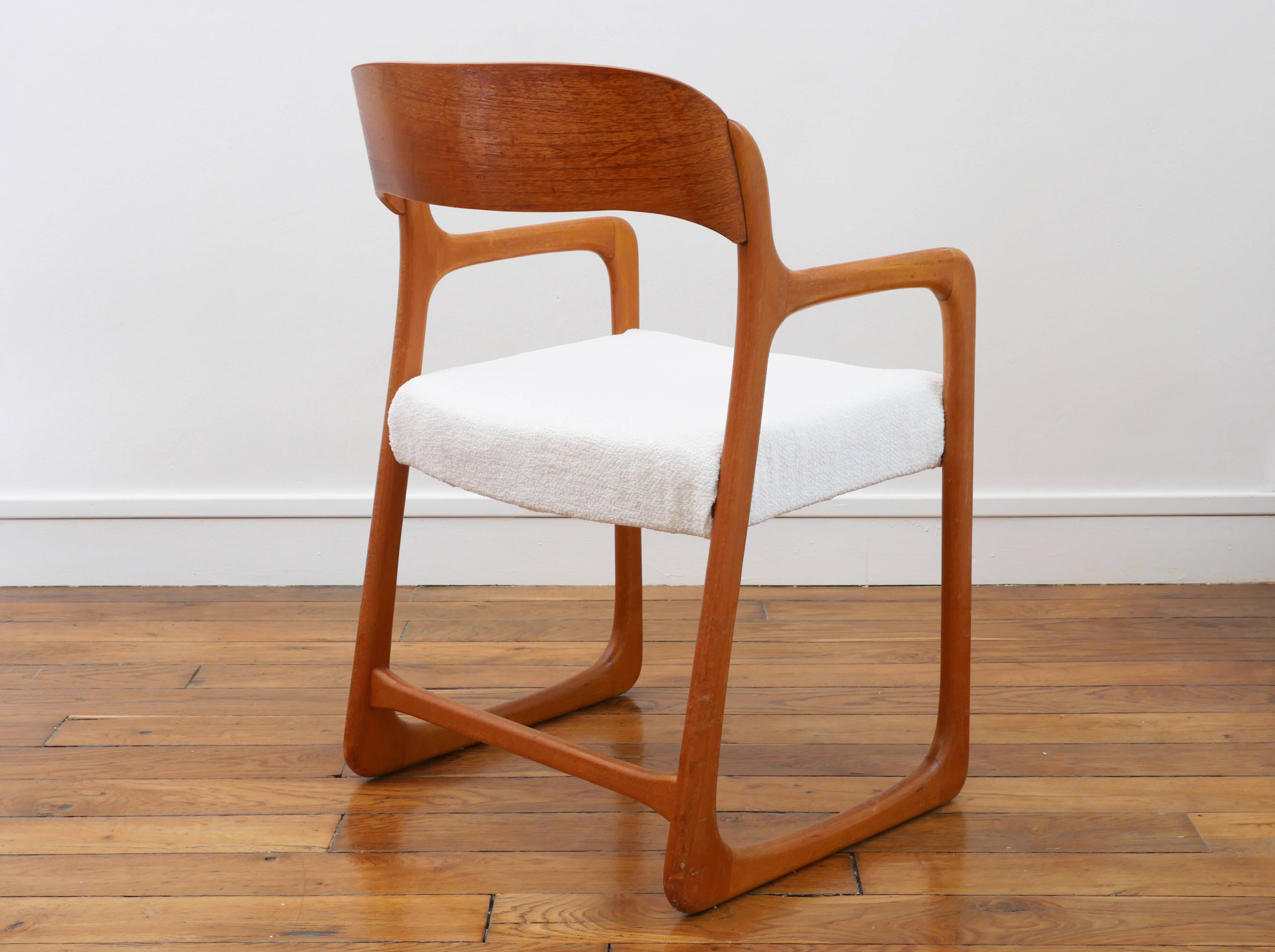 Baumann Sleigh Armchair - Restored - Fabric, foam & straps: new