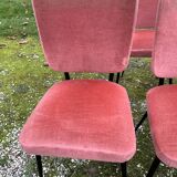 Set of 7 pink velvet chairs