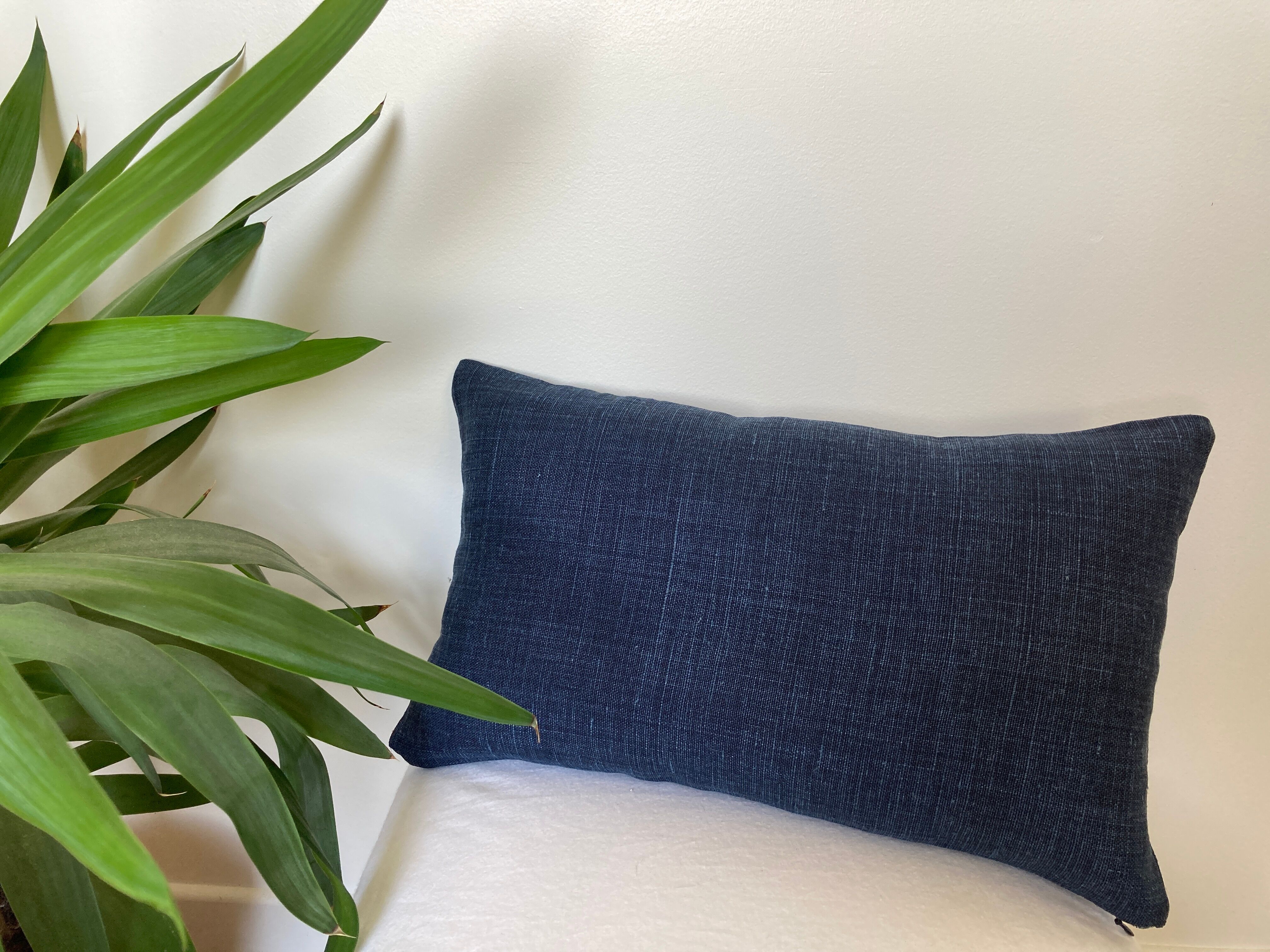 Navy blue linen cushion