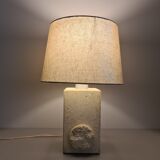 French sculpture lamp in white stone, 60s
