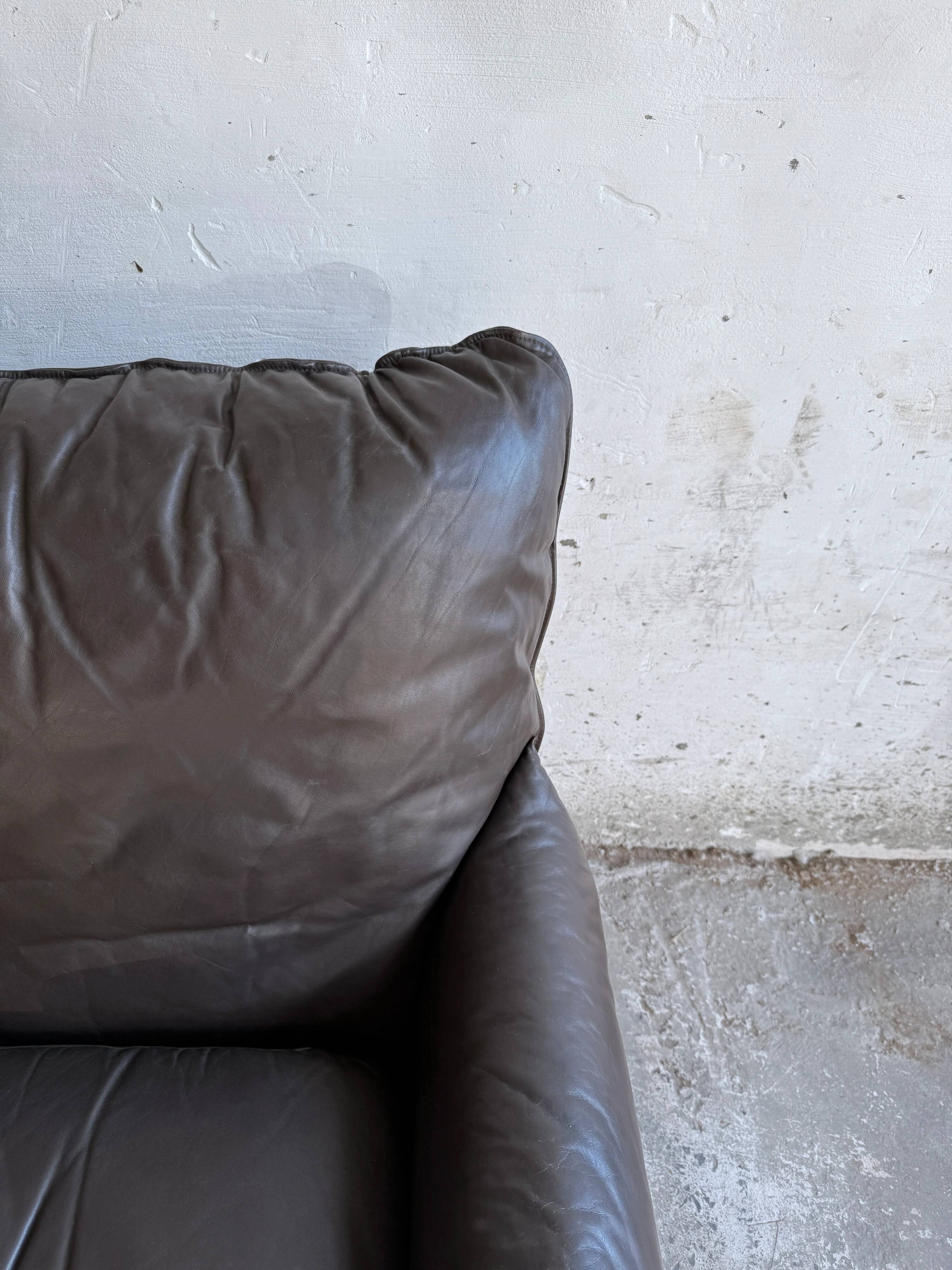 Michel Cadestin 1970s Dark Brown Leather 4-Piece Modular Sofa for Airborne