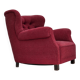 1950s, Danish relax armchair, red furniture fabric, ash wood legs.