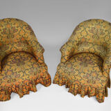 Pair of toad chairs, paisley fabric
