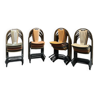 Set of 24 Baumann chairs from the 80s