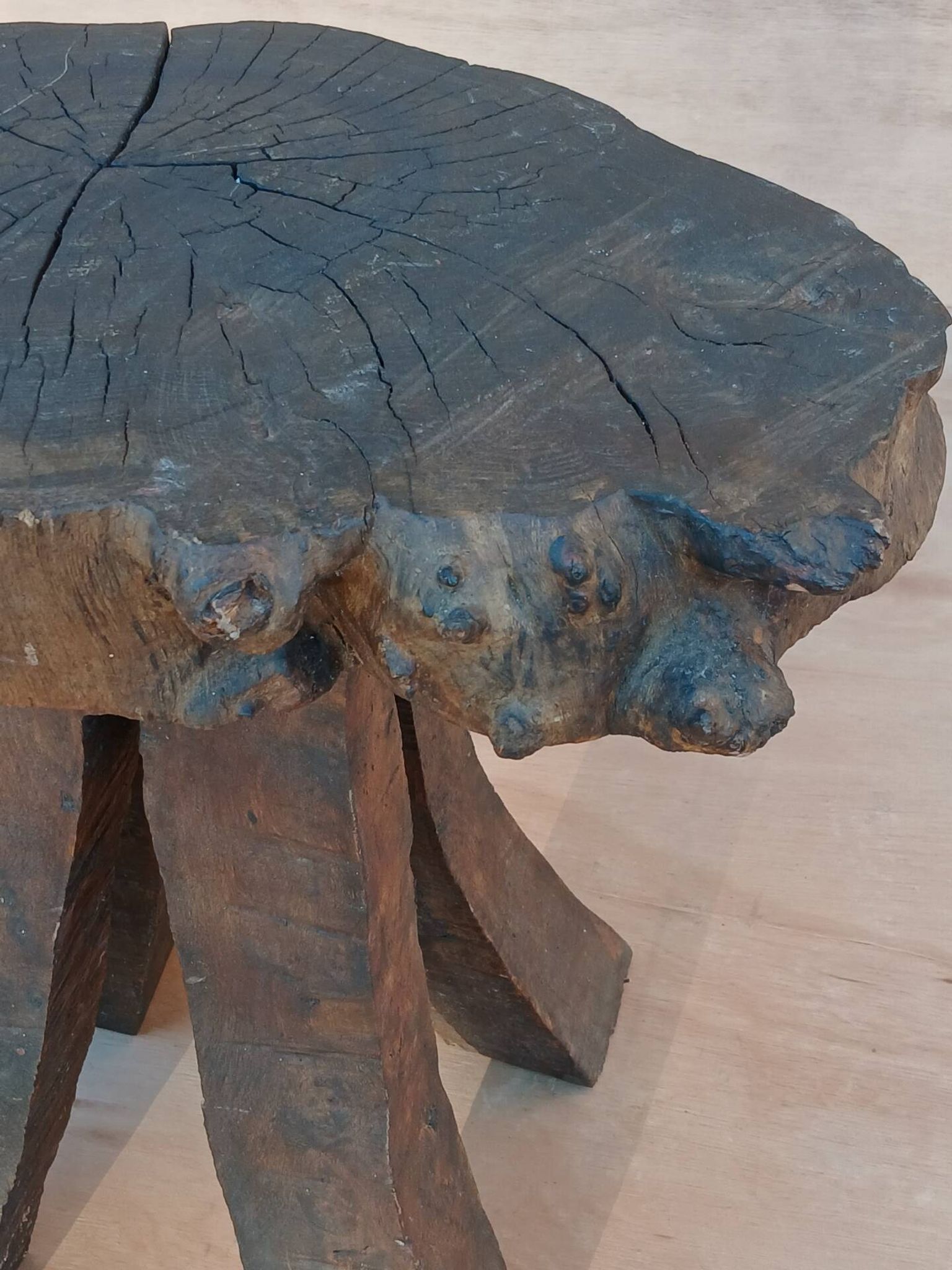 Brutalist oak stool