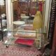 vintage glass coffee table with plexiglass legs