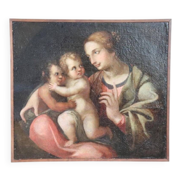 Peinture religieuse antique à l'huile sur toile, Italie, XVIIIe siècle