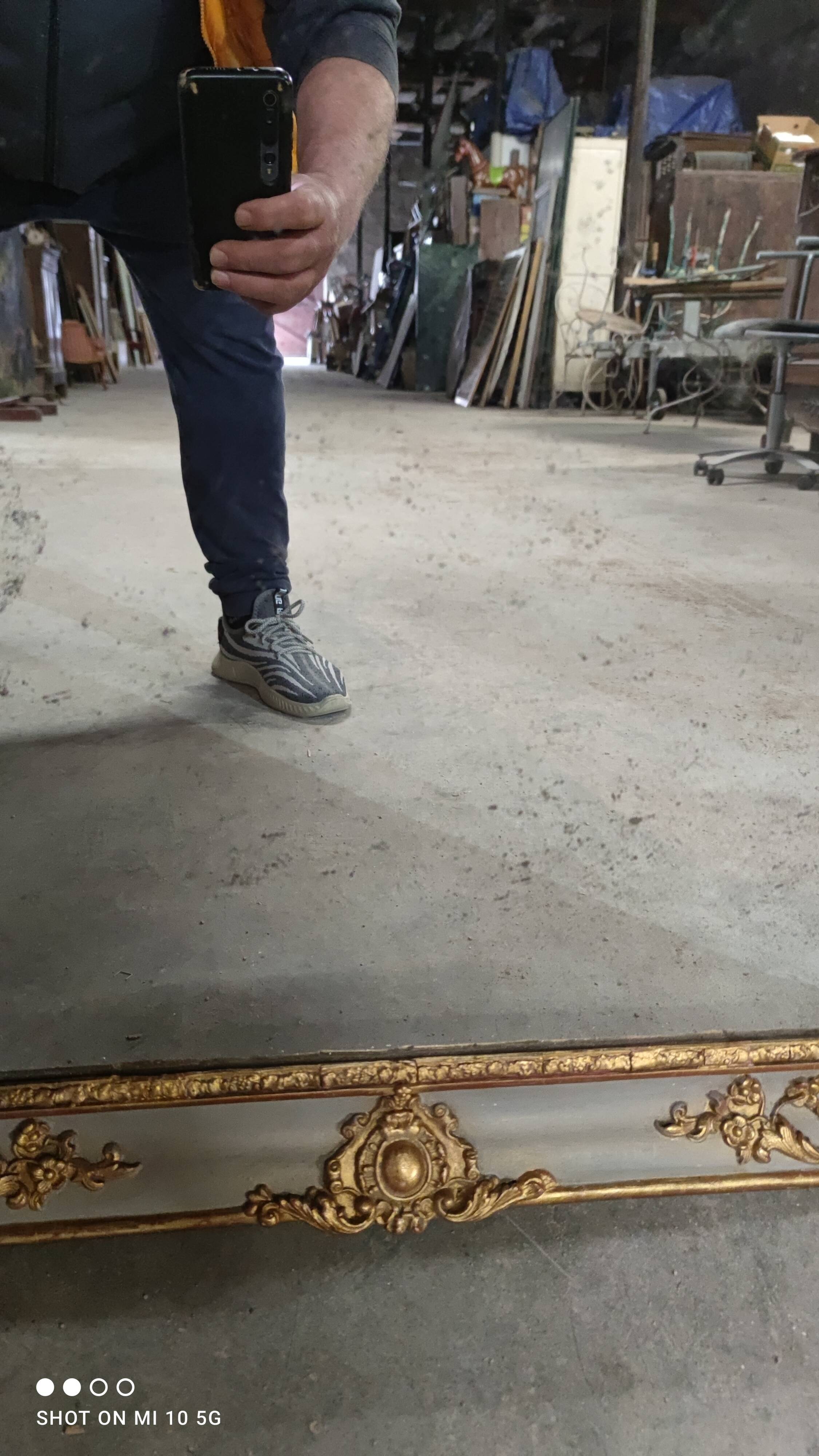 Napoleon III period mirror in wood and gilded and painted stucco, 106x83 cm