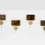 Set de 4 appliques laiton et bronze patiné signées Maison Charles 1970